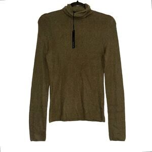 NWT 360 Sweater Alpaca Wool Blend Olive Green Turtleneck Sweater Top MEDIUM